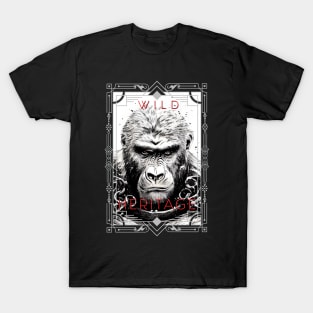 Ape Monkey Wild Nature Illustration Line Epic Illustration Line Art T-Shirt